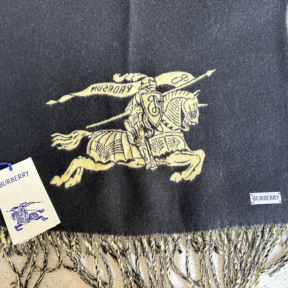 Burberry Charcoal and Gold Equestrian Scarf